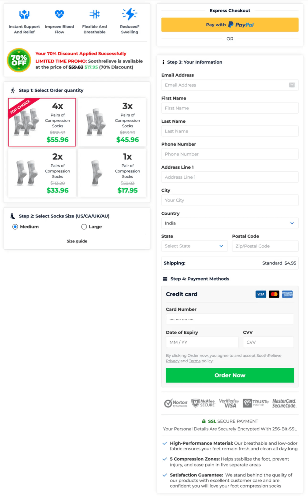 SoothRelieve checkout page